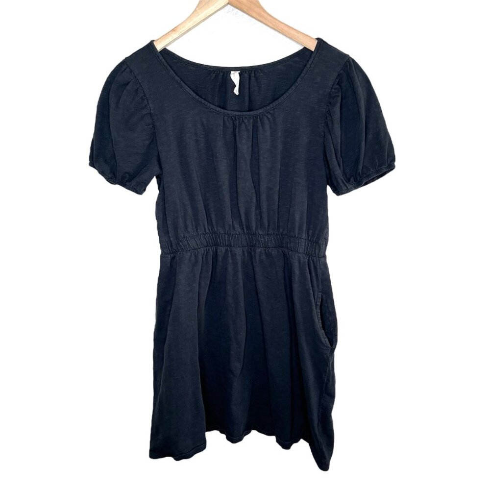 Anthropologie Daily Practice Black Cap Sleeve Cotton Sleeve Dress M